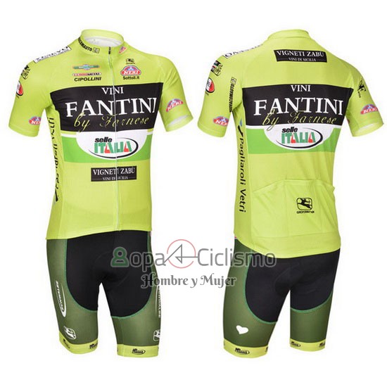 Vini Fantini Ropa Ciclismo Culotte Corto 2013 Hombre Mangas Cortas Verde y Negro